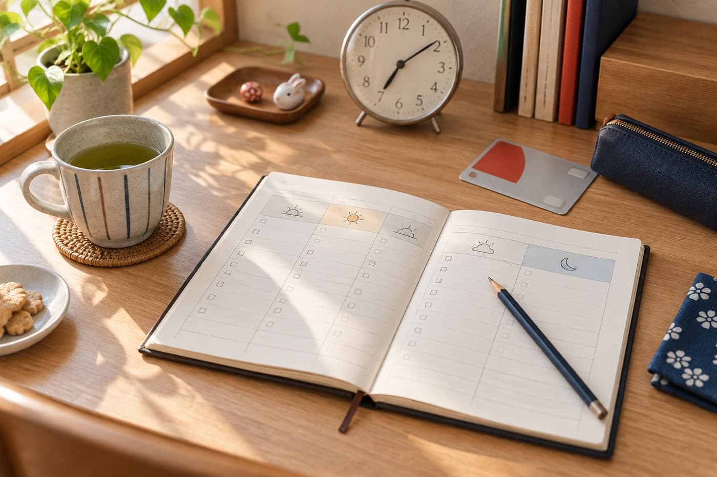 Agenda y reloj para visualizar un inicio y un límite