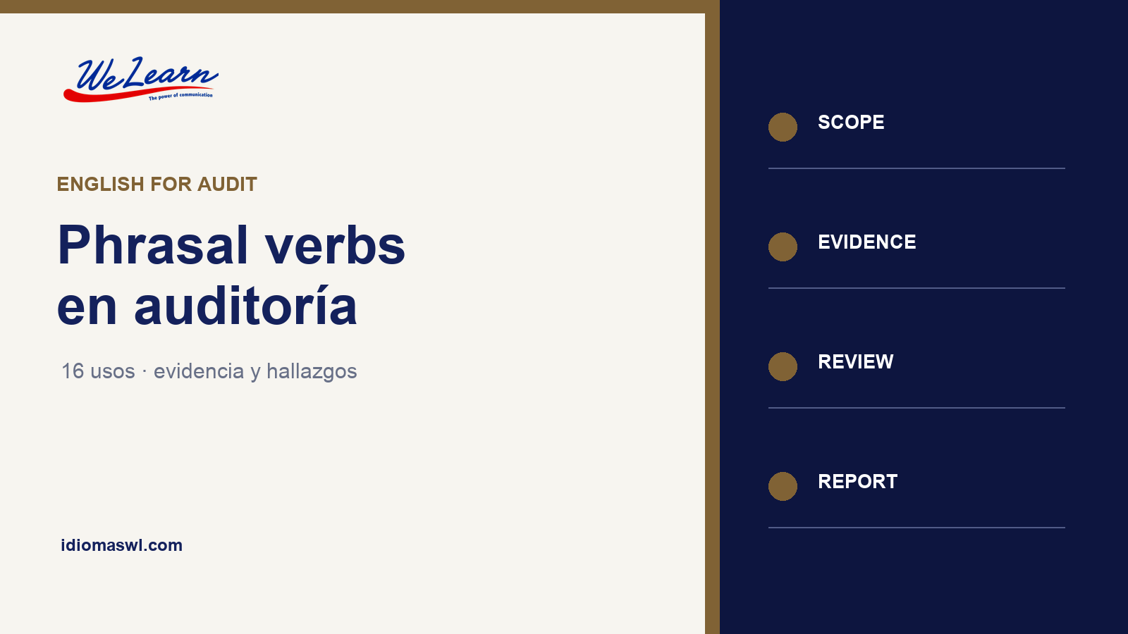 Phrasal verbs para auditoría y finanzas