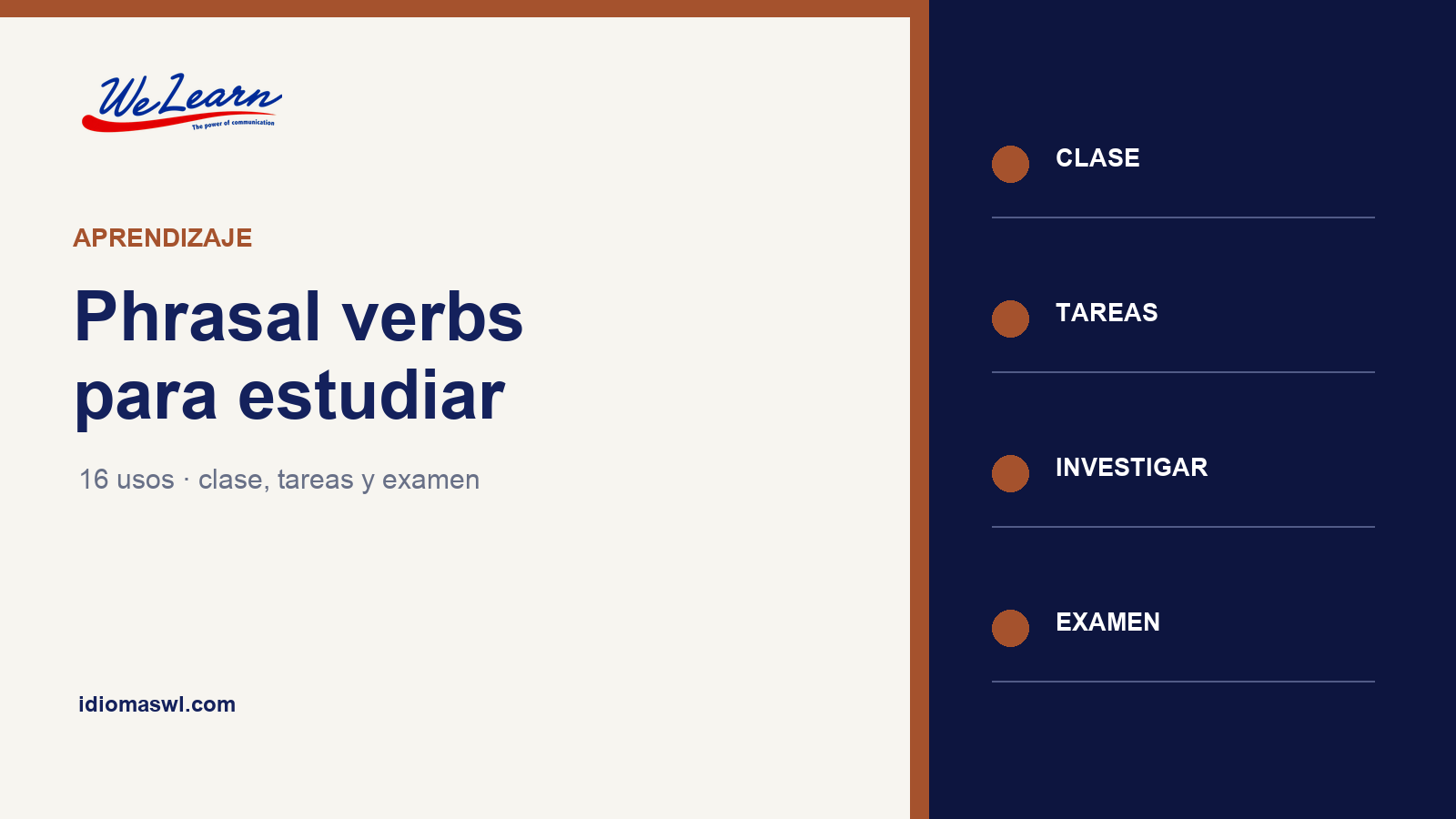 Phrasal verbs para estudiar y presentar exámenes