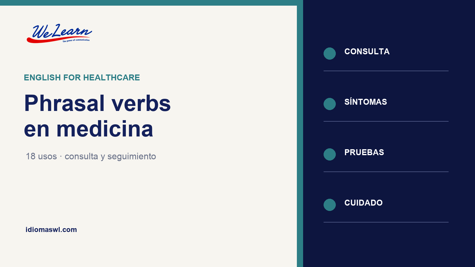 Phrasal verbs para medicina y consultas