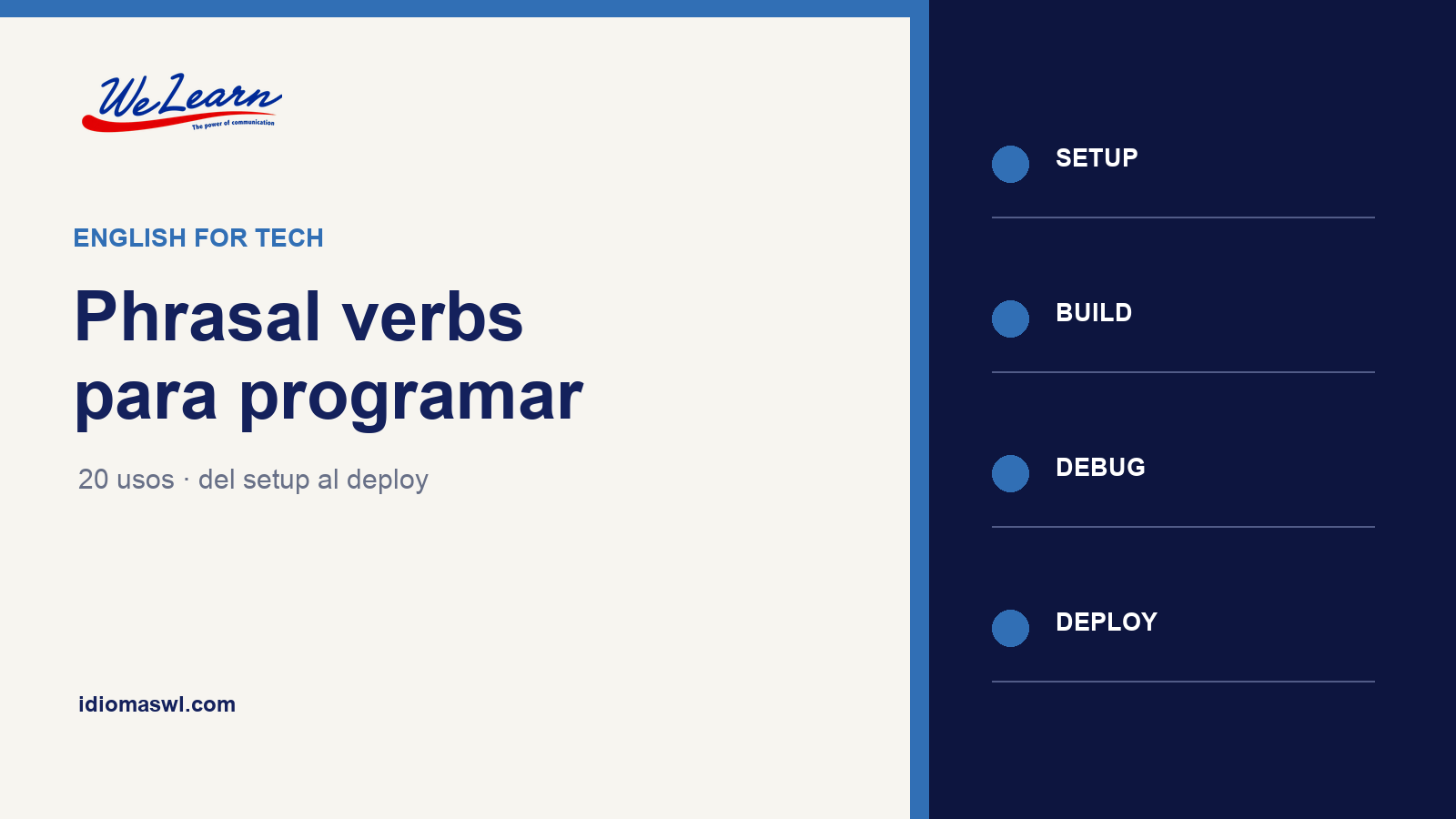 Imagen WeLearn de Phrasal verbs para programación y tecnología